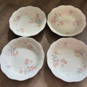 Mikasa Allura Suzanne DH 903 Floral Scalloped Soup Salad‎ Bowls Set of 4 Japan